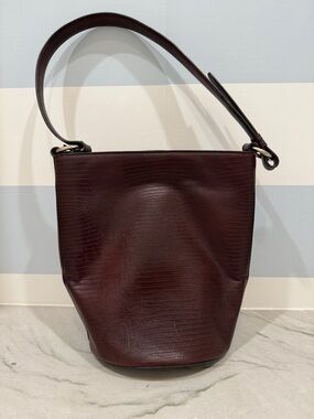 Hyer Goods Brown Leather Classic Women's Bucket Bag Large